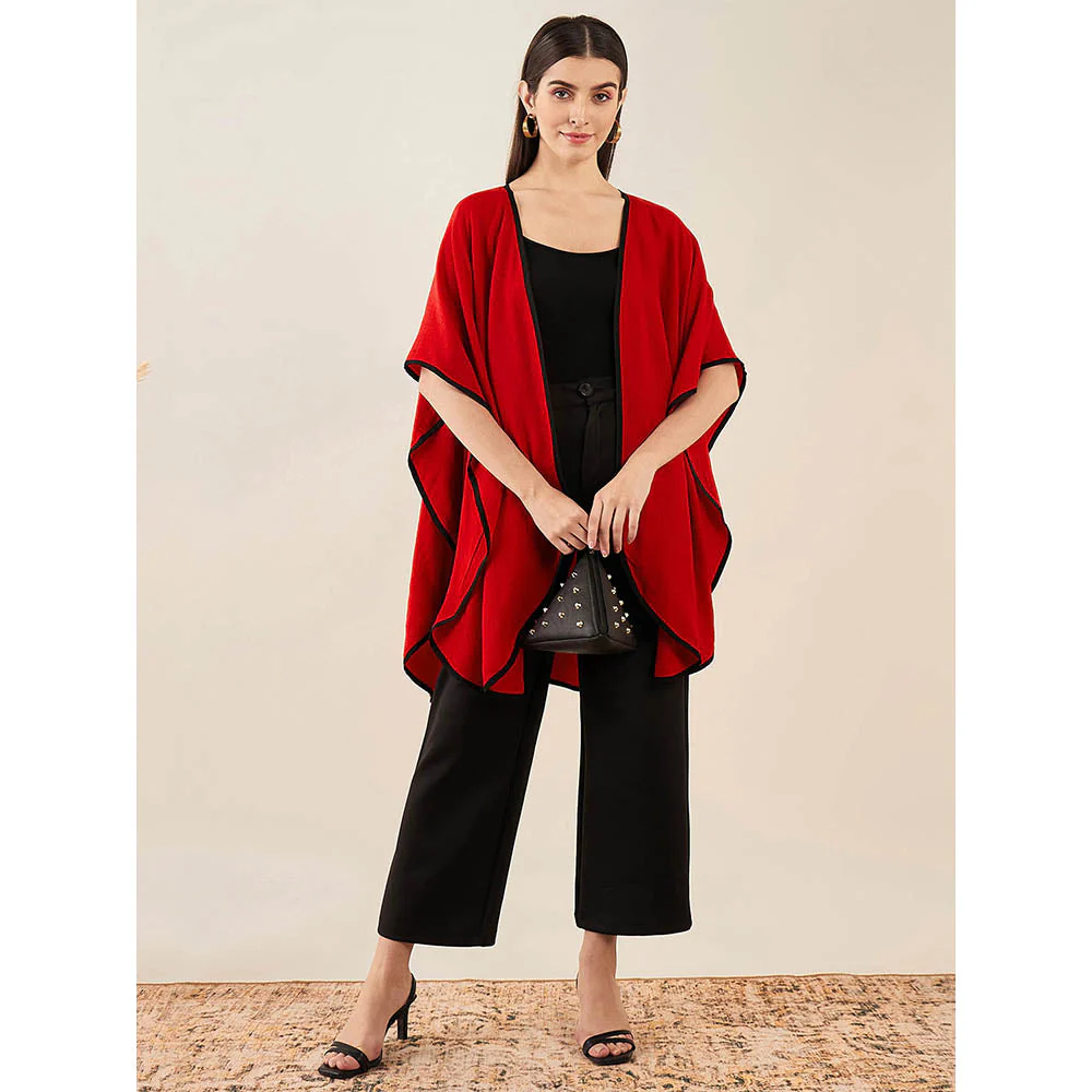 First Resort by Ramola Bachchan Red Cashmere Cape - Image 6