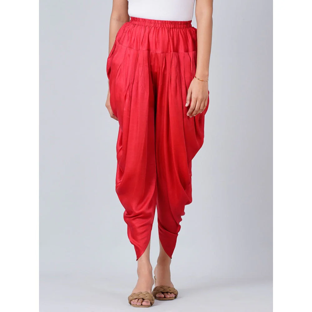 First Resort by Ramola Bachchan Red Dhoti Pants