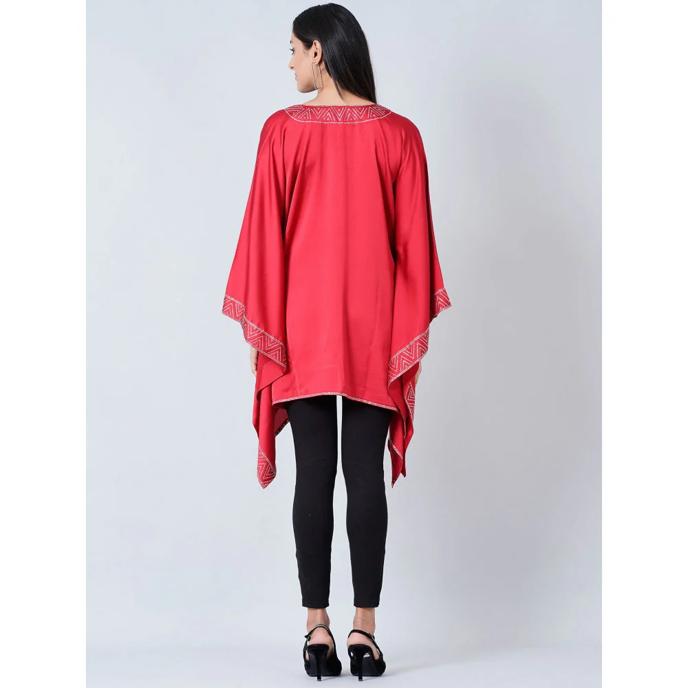 First Resort by Ramola Bachchan Red Embellished Kaftan Top - Image 3