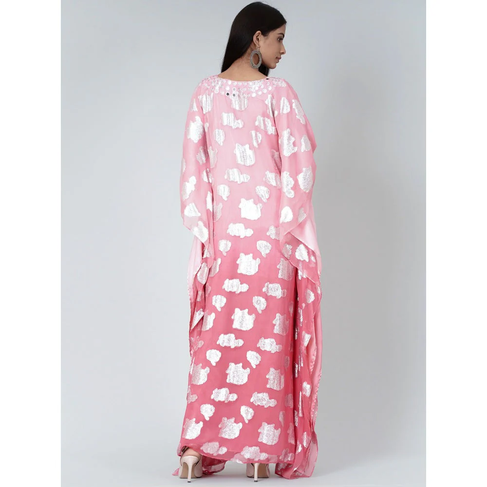 First Resort by Ramola Bachchan Rose Pink Ombre Full Length Kaftan - Image 4
