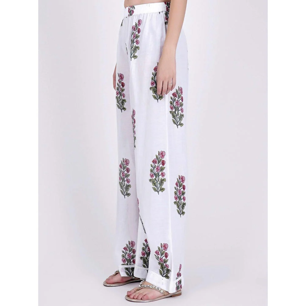 First Resort by Ramola Bachchan White Floral Pants - Image 3