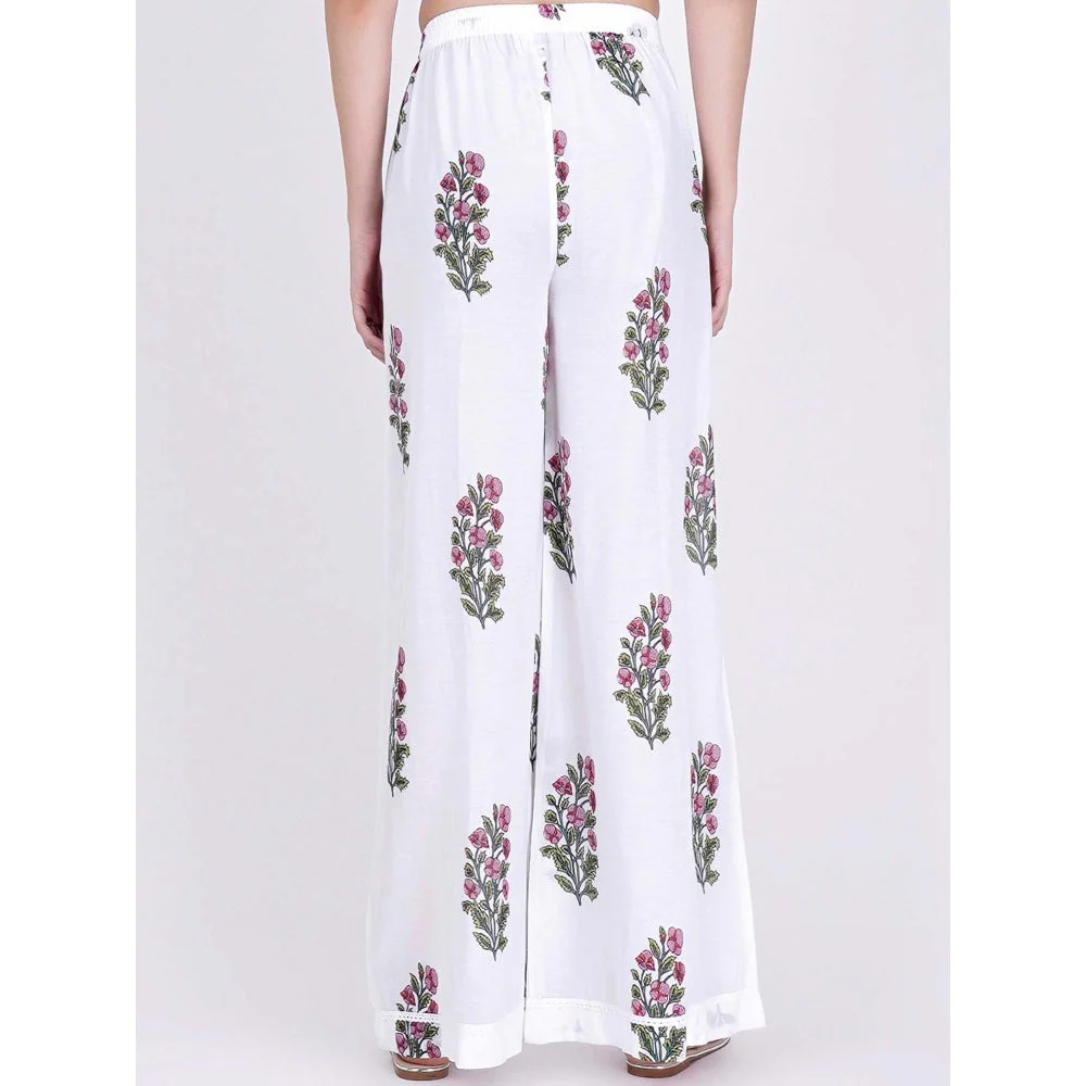 First Resort by Ramola Bachchan White Floral Pants - Image 4