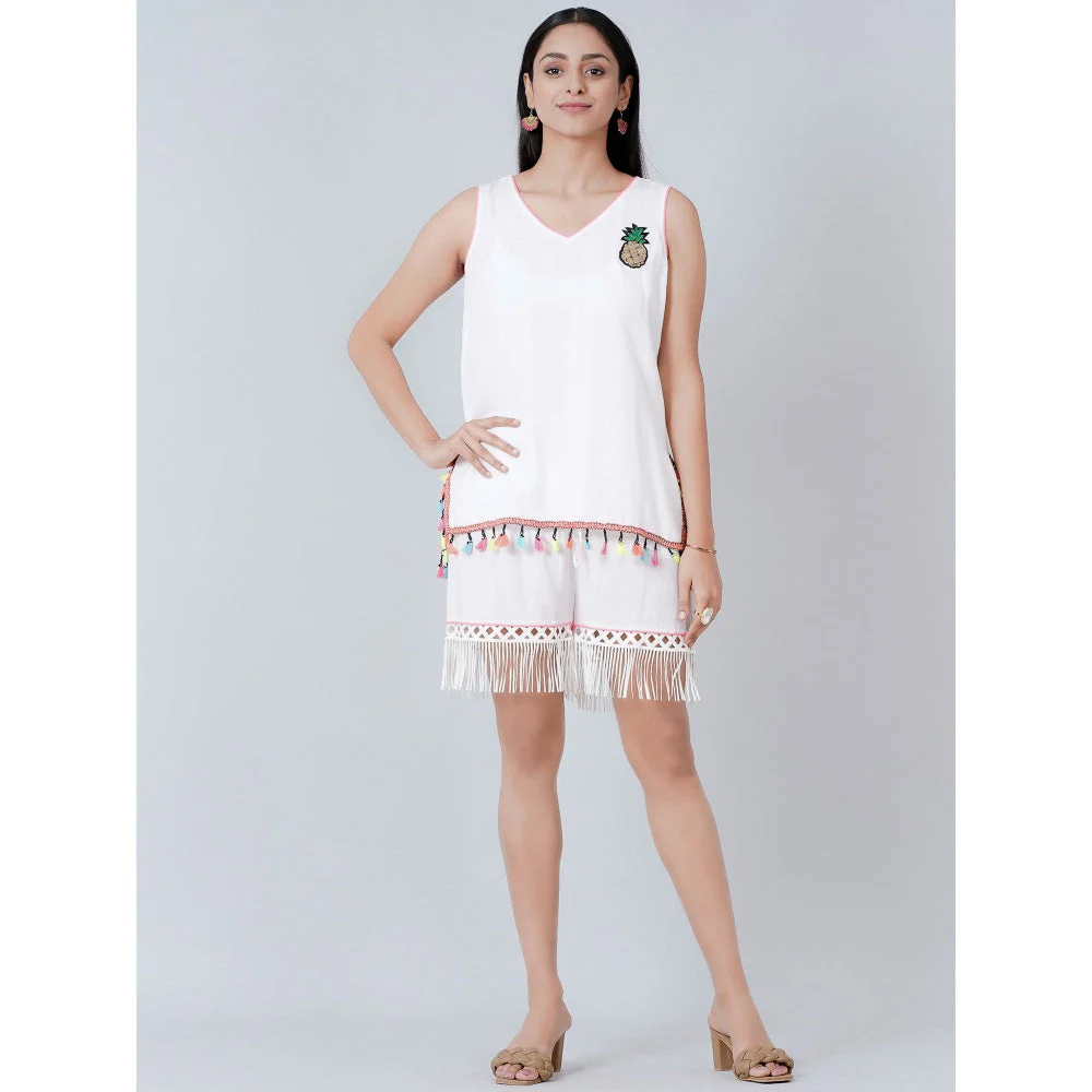 First Resort by Ramola Bachchan White Summer Top with Shorts (Set of 2)