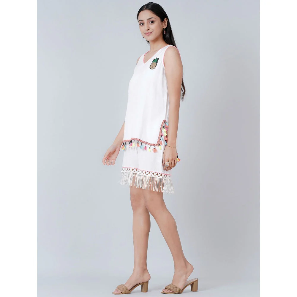 First Resort by Ramola Bachchan White Summer Top with Shorts (Set of 2) - Image 2