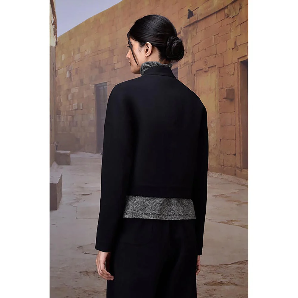 Genes Lecoanet Hemant Black Lycra Solid/Plain Cropped Jacket - Image 6