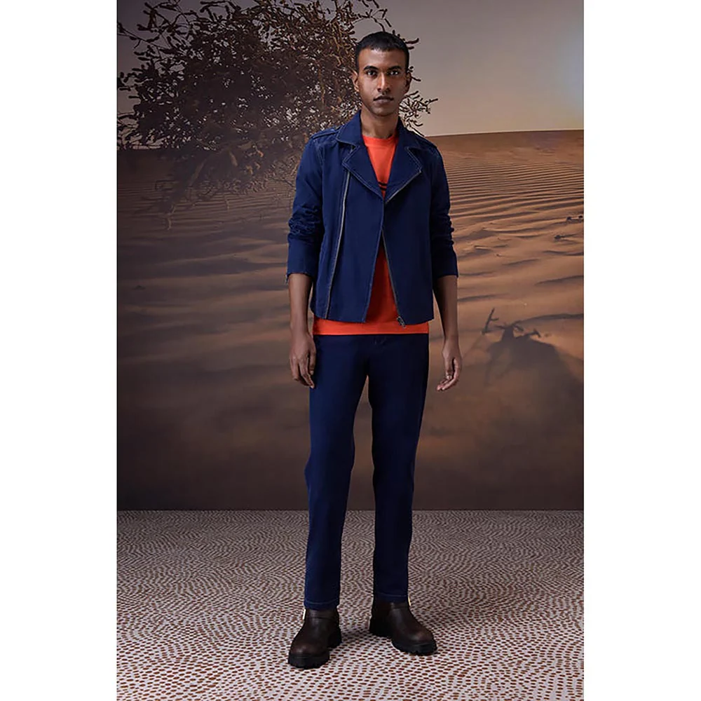 Genes Lecoanet Hemant Navy Blue Cotton Solid/Plain Denim Jacket - Image 2