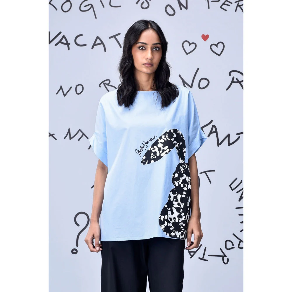 Genes Lecoanet Hemant Rabbit Texture Top- Light Blue