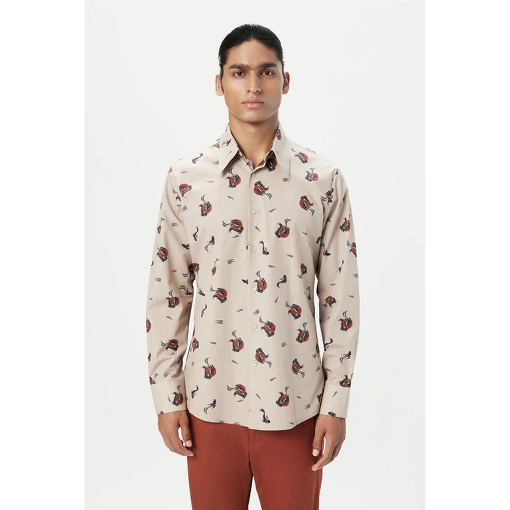 Genes Lecoanet Hemant Regular Fit Button-Up Shirt In An All-Over Fish Print - Image 4