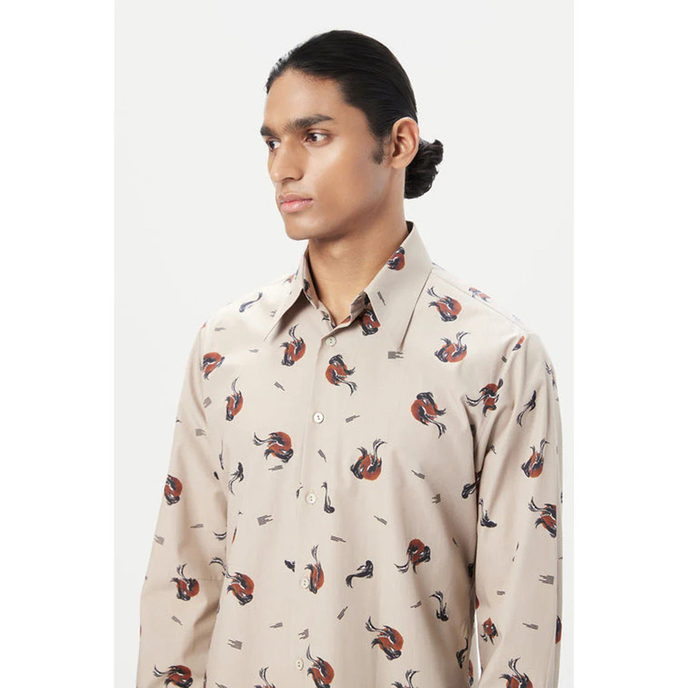 Genes Lecoanet Hemant Regular Fit Button-Up Shirt In An All-Over Fish Print - Image 5