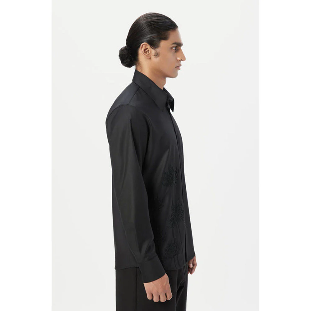 Genes Lecoanet Hemant Regular Fit Button-Up Shirt With Beads Embroidery Placement - Image 3