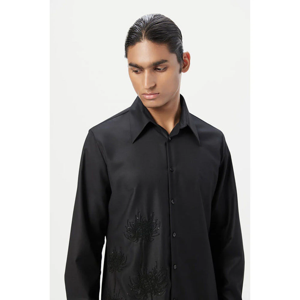 Genes Lecoanet Hemant Regular Fit Button-Up Shirt With Beads Embroidery Placement - Image 5