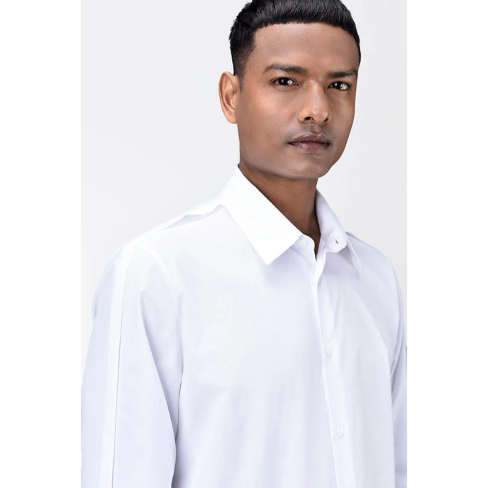 Genes Lecoanet Hemant Regular Fit Mens Solid Button-Up Shirt-White - Image 3