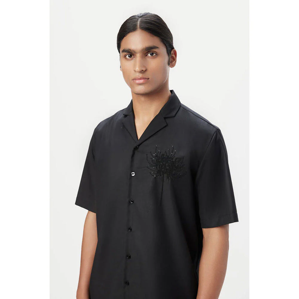 Genes Lecoanet Hemant Relaxed Fit Half Sleeve Shirt With Beads Embroidery - Image 5