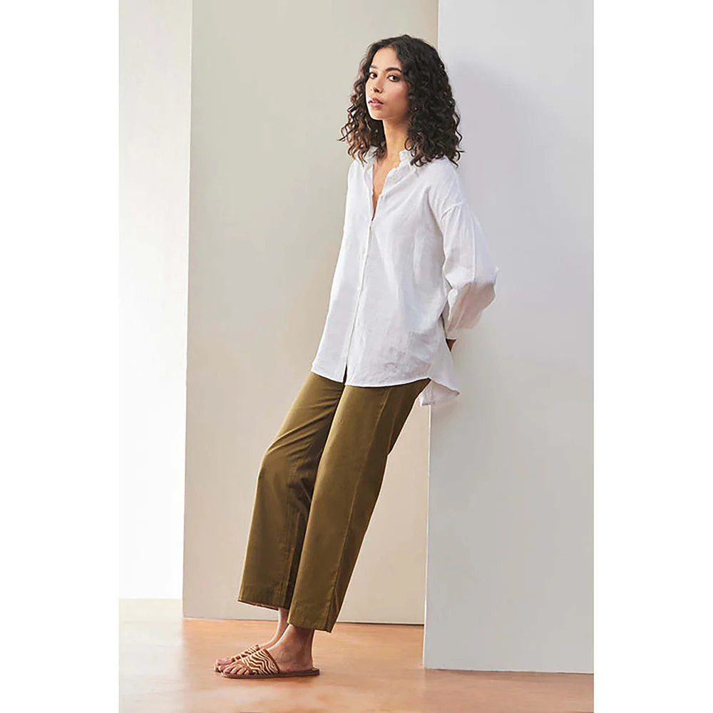 Genes Lecoanet Hemant White Linen Shirt With Tonal Embroidered Signature - Image 5