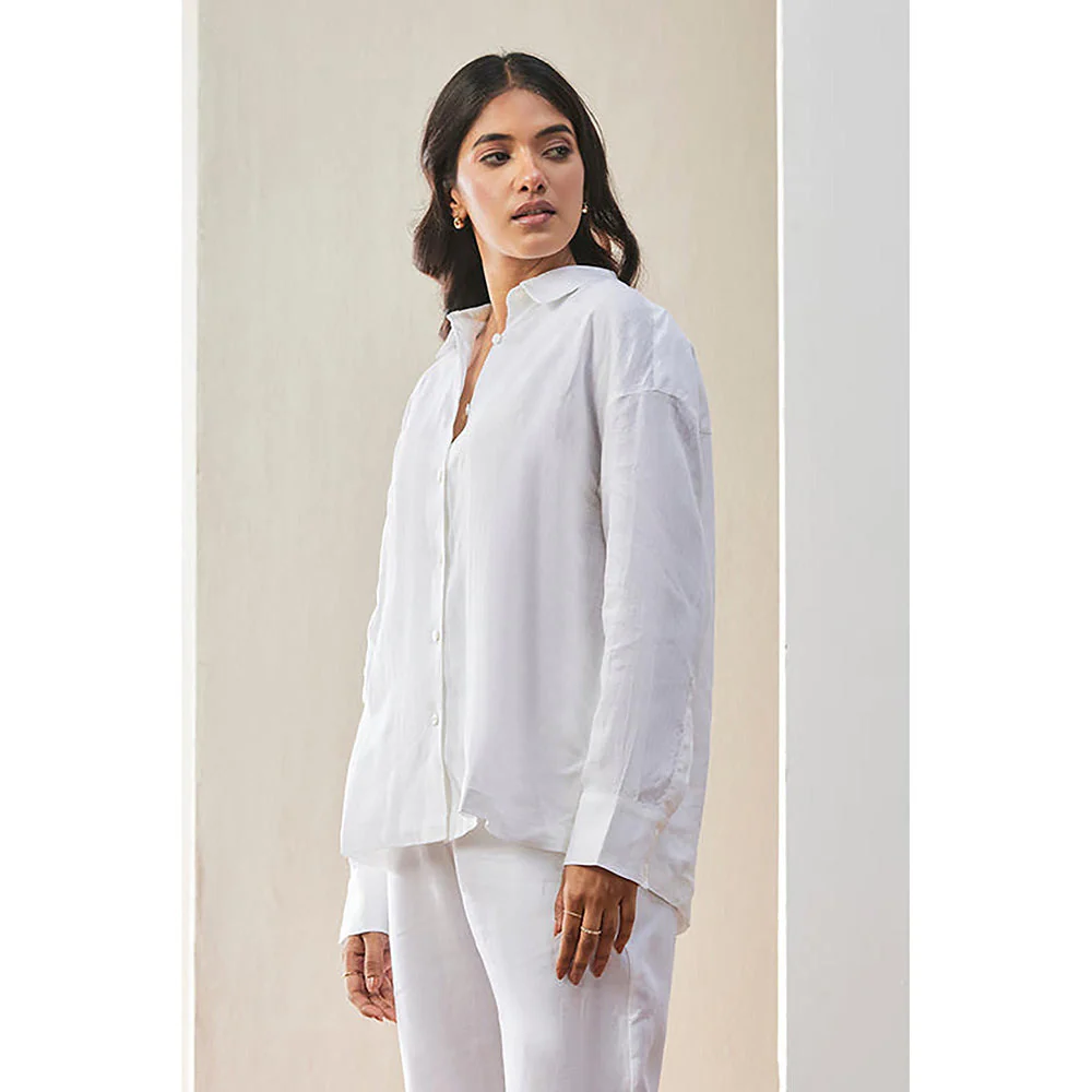 Genes Lecoanet Hemant White Linen Shirt With Wide Cuff - Image 4