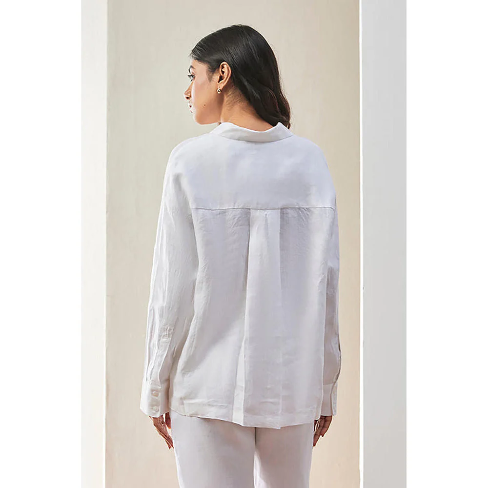 Genes Lecoanet Hemant White Linen Shirt With Wide Cuff - Image 5