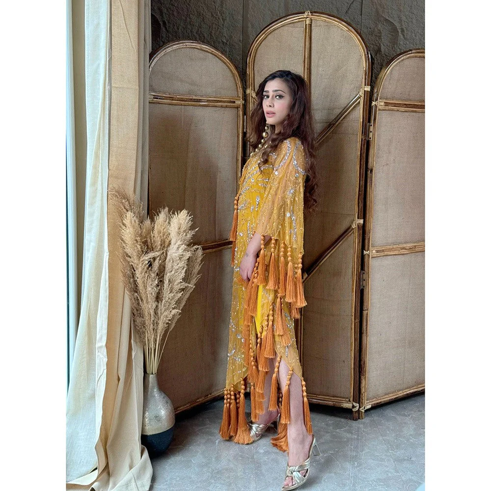Glamique by Gungun Mustard Kaftan Dress with Inner (Set of 2) - Image 2