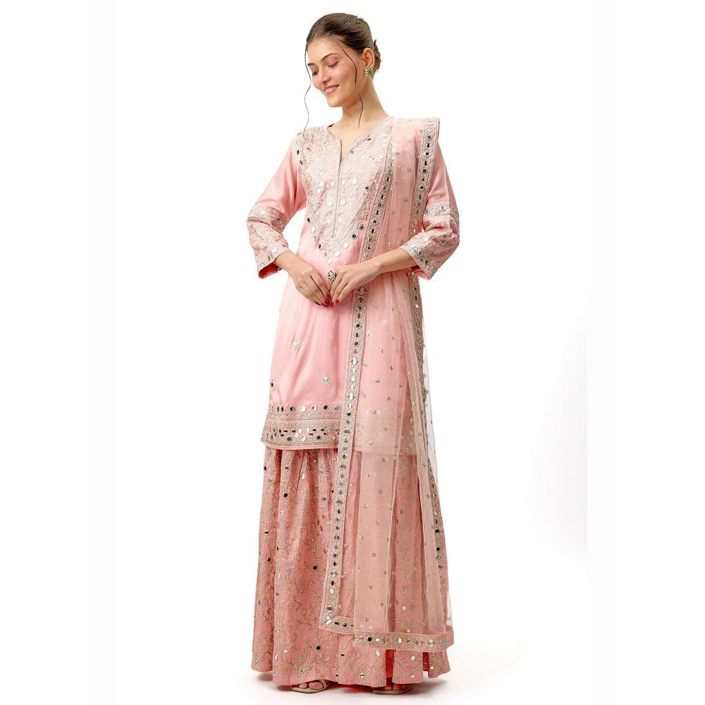 Gopi Vaid Aadhira Pink Kurta with Sharara and Dupatta