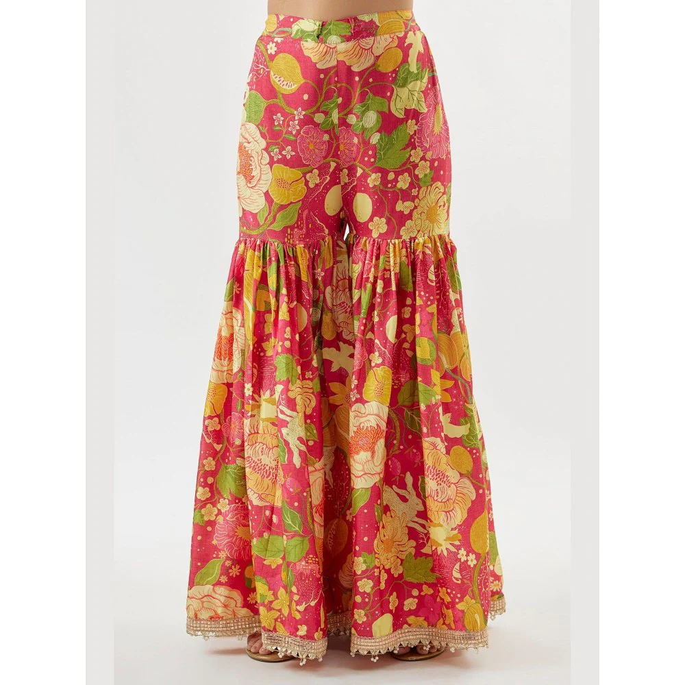 Gopi Vaid Anjali Pink Kurta with Sharara and Dupatta - Image 3