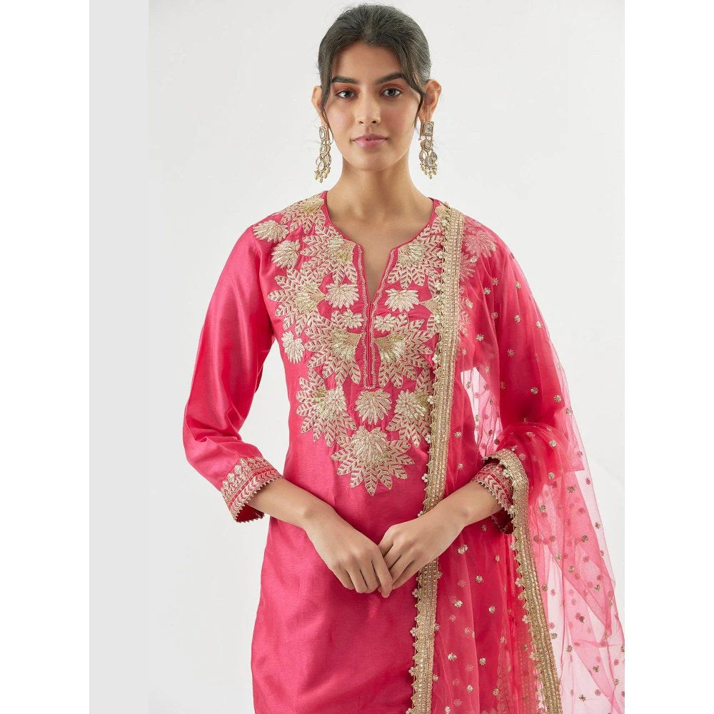 Gopi Vaid Anjali Pink Kurta with Sharara and Dupatta - Image 4