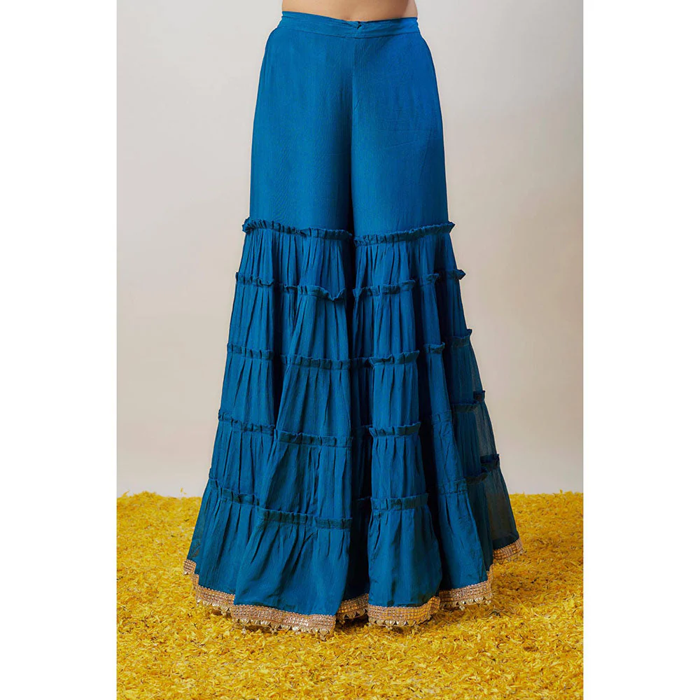 Gopi Vaid Blue Gita Kurta with Sharara and Dupatta - Image 3
