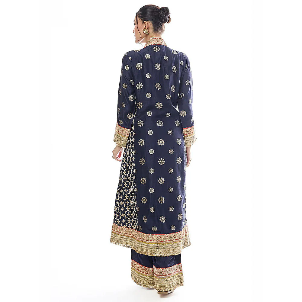 Gopi Vaid Blue Mehrunissa Kurta with Palazzo and Dupatta - Image 4