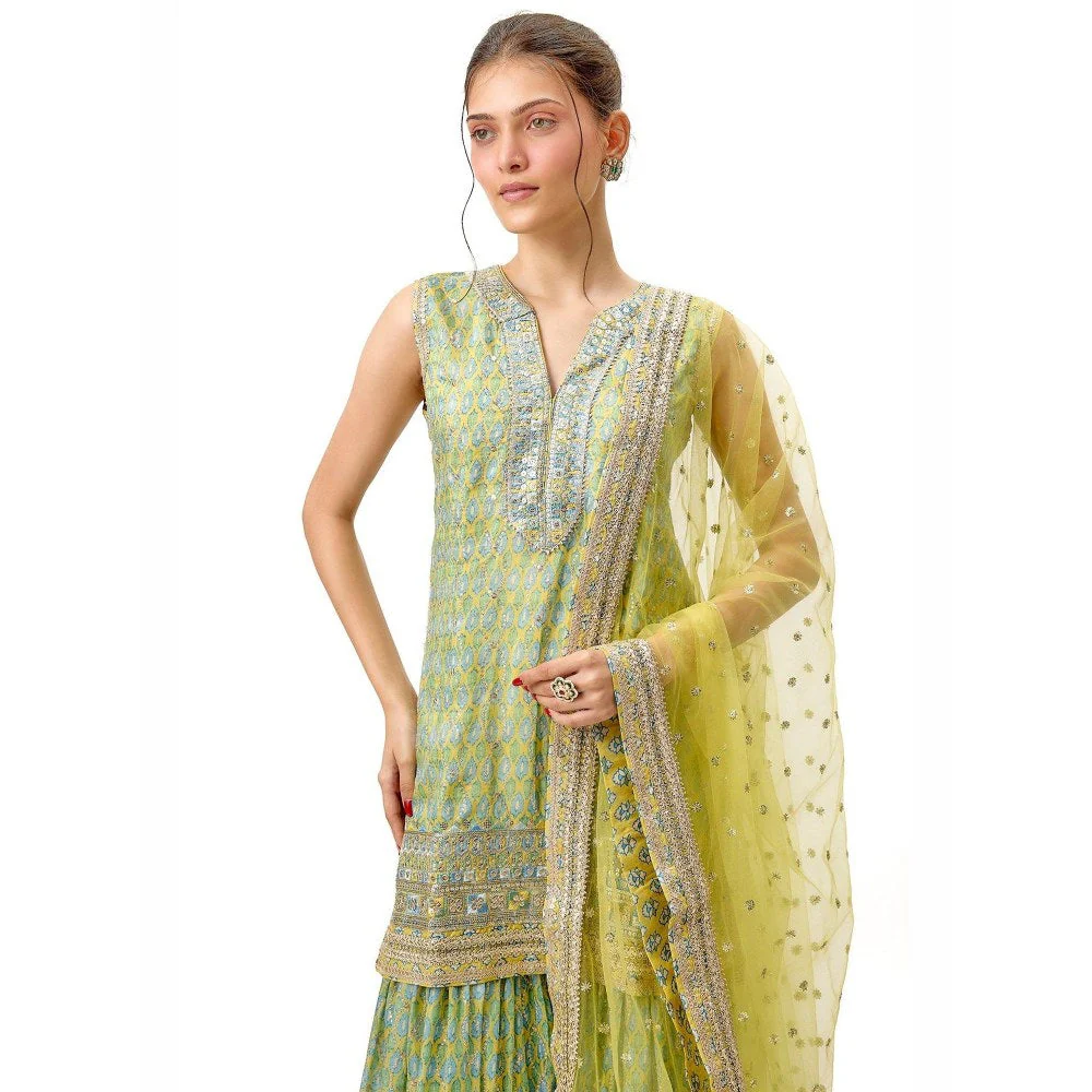 Gopi Vaid Dhruvi Yellow Kurta with Sharara and Dupatta - Image 3