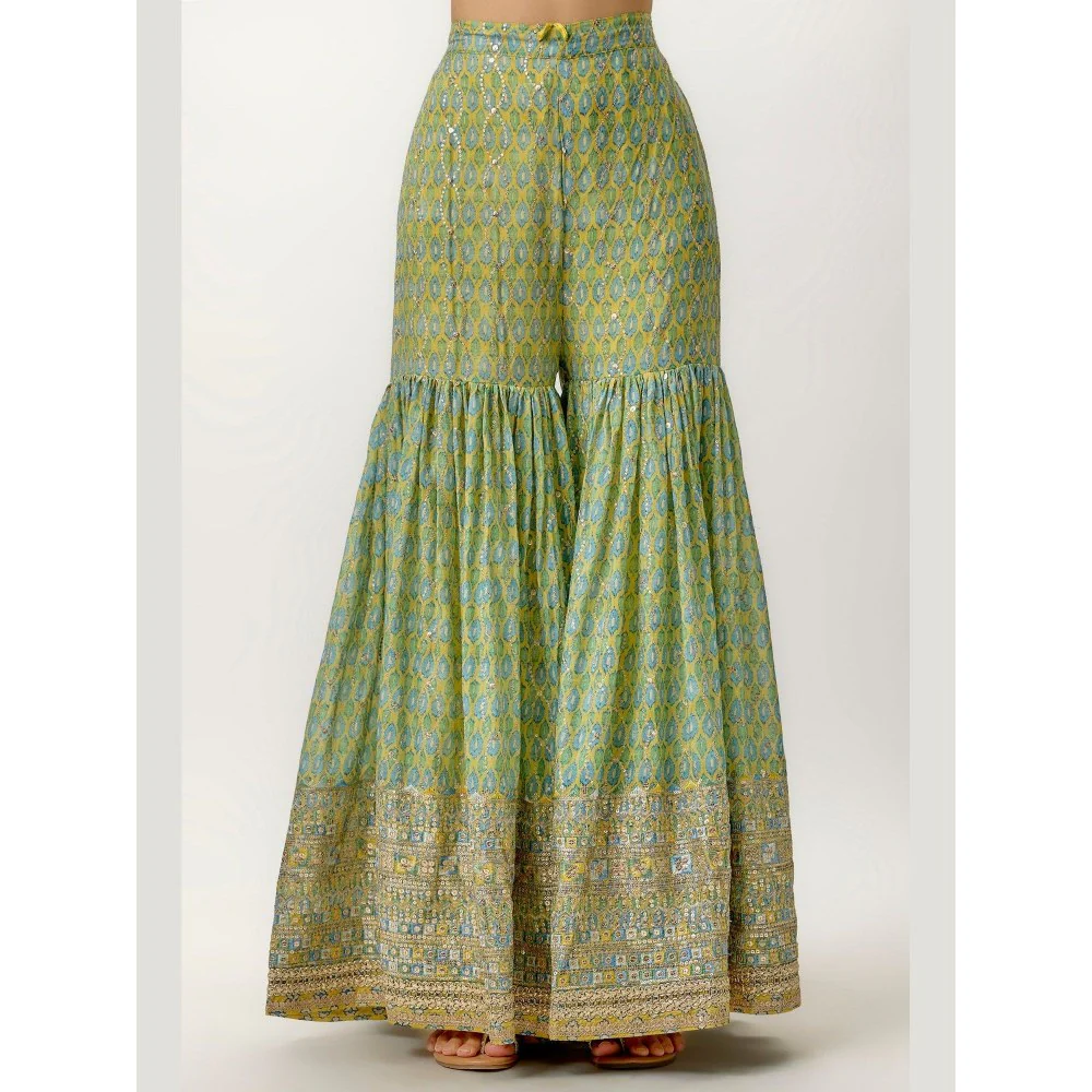 Gopi Vaid Dhruvi Yellow Kurta with Sharara and Dupatta - Image 4