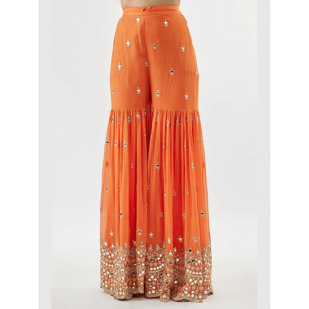 Gopi Vaid Kiah Orange Kurta with Sharara and Dupatta - Image 3