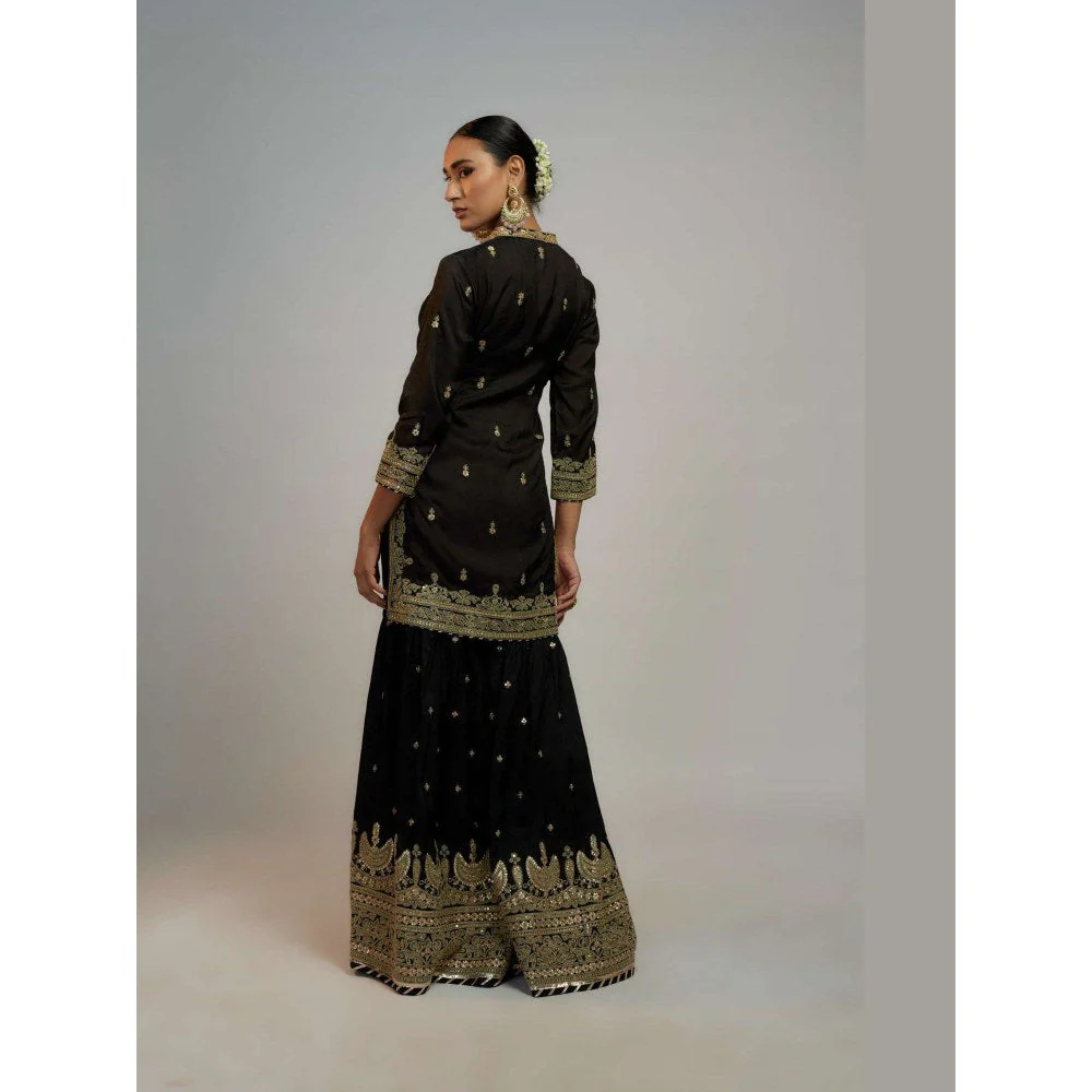 Gopi Vaid Radhika Madan In Golconda Shiddat Black Kurta with Sharara and Dupatta - Image 2