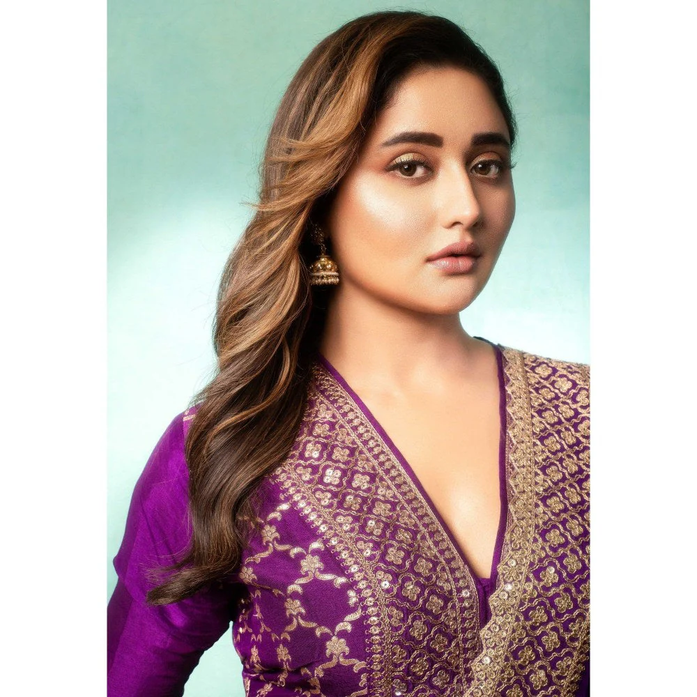 Gopi Vaid Rashmi Desai In Marigold Purple Top with Sharara and Dupatta - Image 6