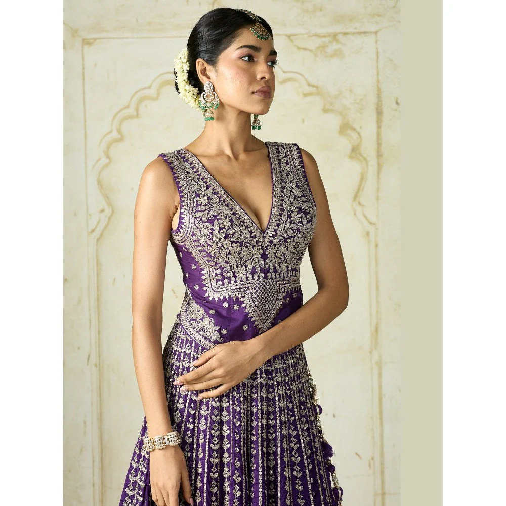 Gopi Vaid Razia Purple Skirt with Blouse and Dupatta - Image 2