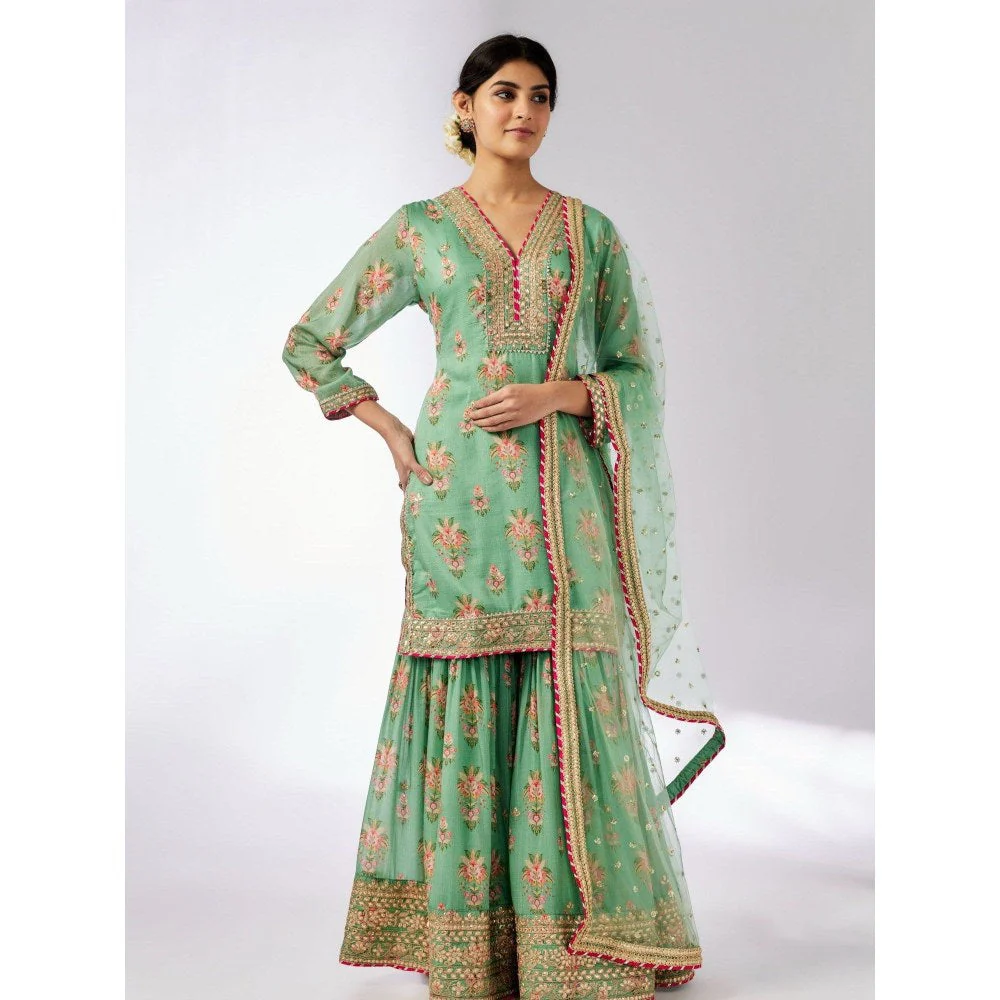 Gopi Vaid Sadhna Green Kurta with Sharara and Dupatta