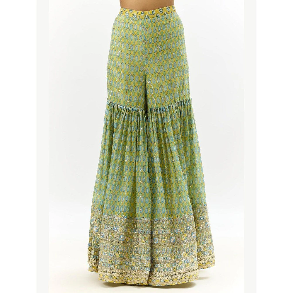 Gopi Vaid Tanvi Green Top with Sharara and Dupatta - Image 4