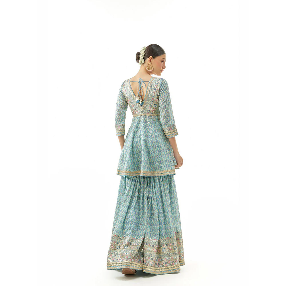 Gopi Vaid Tanvi Peplum Kurta with Sharar and Dupatta - Image 2