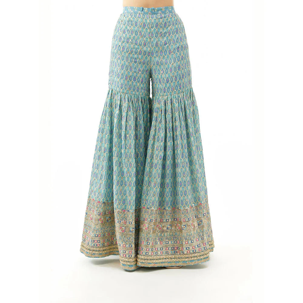 Gopi Vaid Tanvi Peplum Kurta with Sharar and Dupatta - Image 3