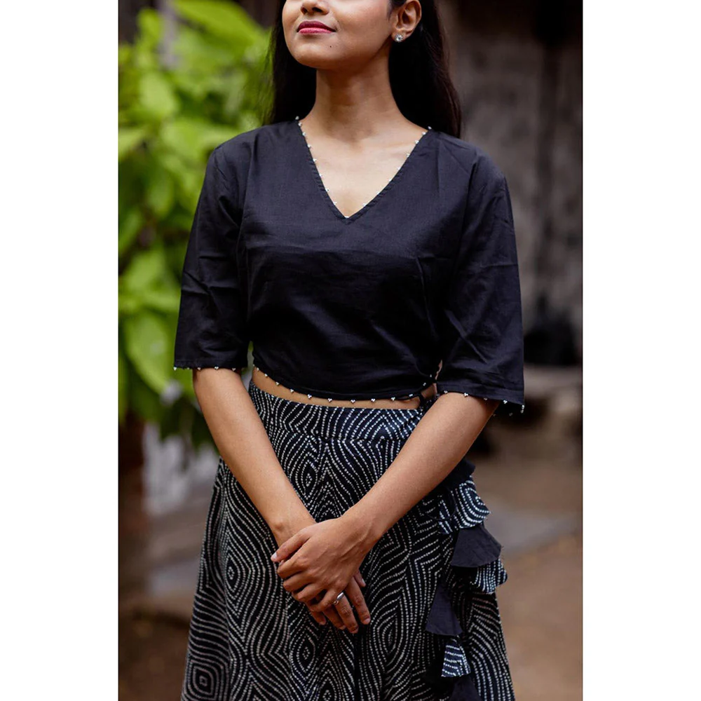 Gulaal Black Bandhani Cotton Skirt - Image 6