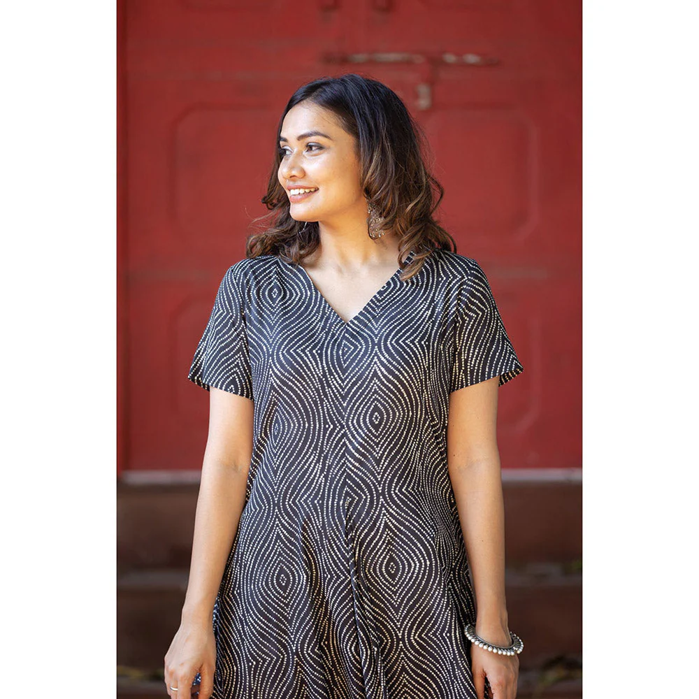 Gulaal Black Bandhani Cowl Dress - Image 2