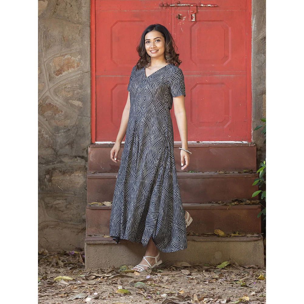 Gulaal Black Bandhani Cowl Dress - Image 6