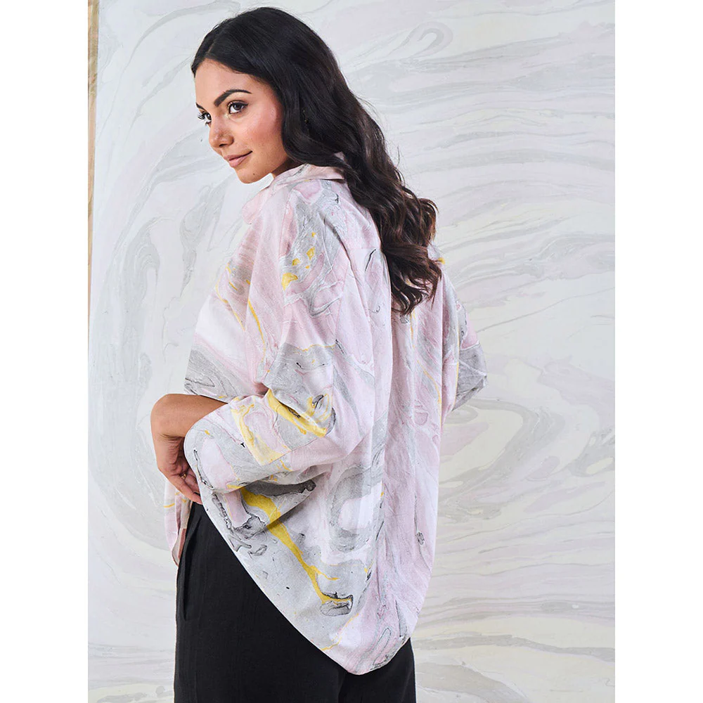 Gulaal Black & Yellow Marble Loose Fit Top - Image 3