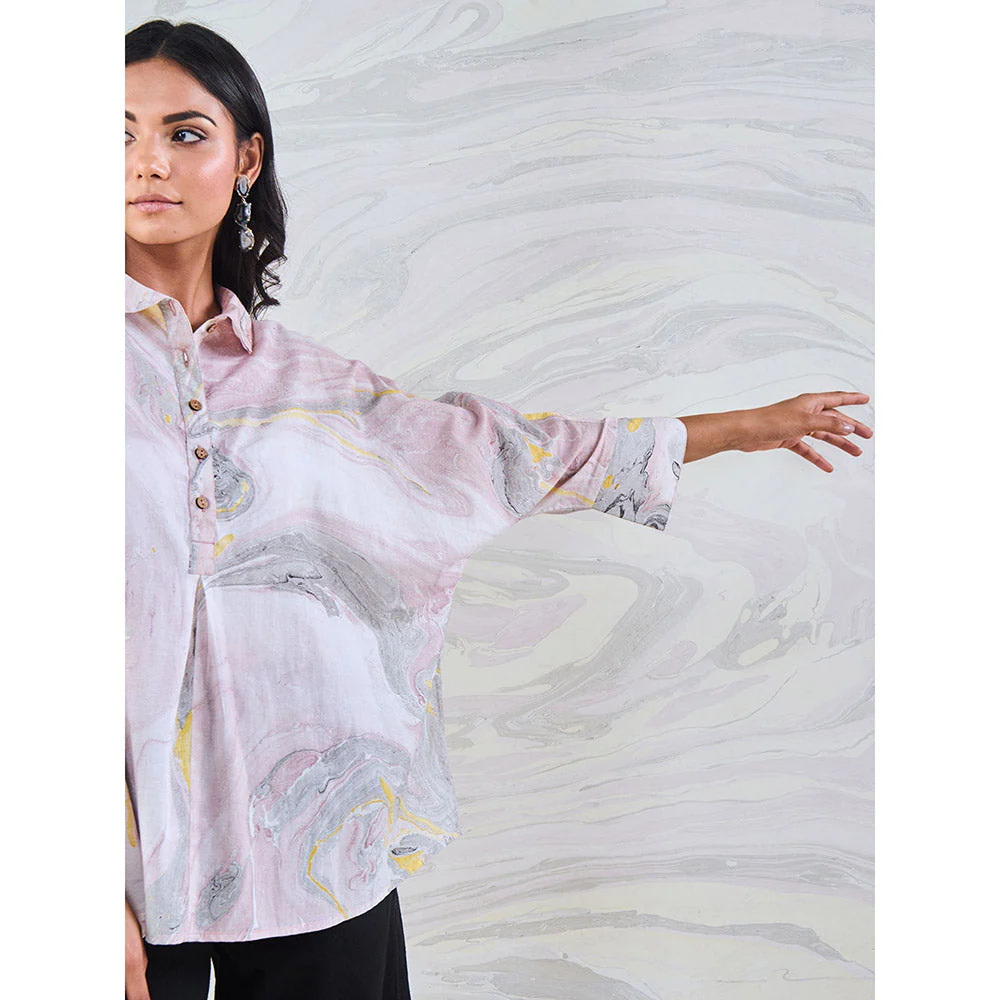 Gulaal Black & Yellow Marble Loose Fit Top - Image 4