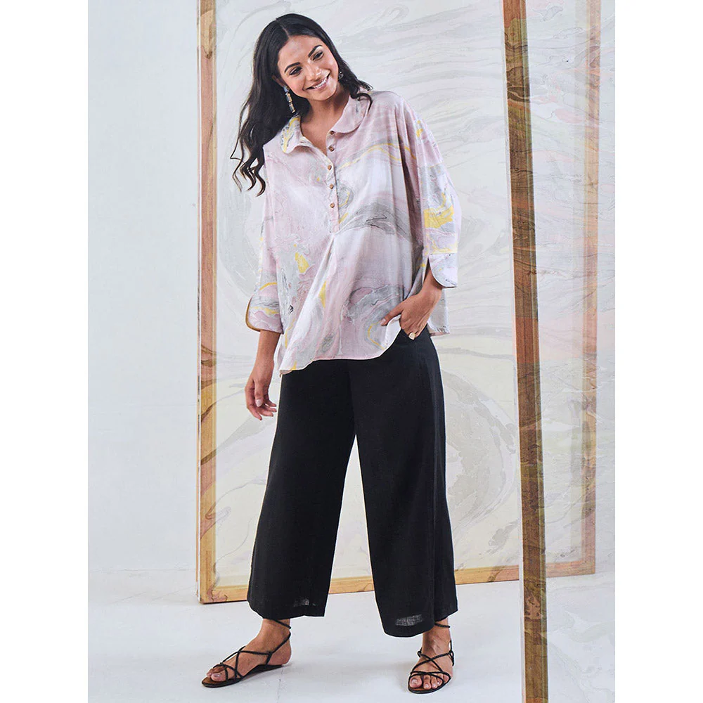 Gulaal Black & Yellow Marble Loose Fit Top - Image 7
