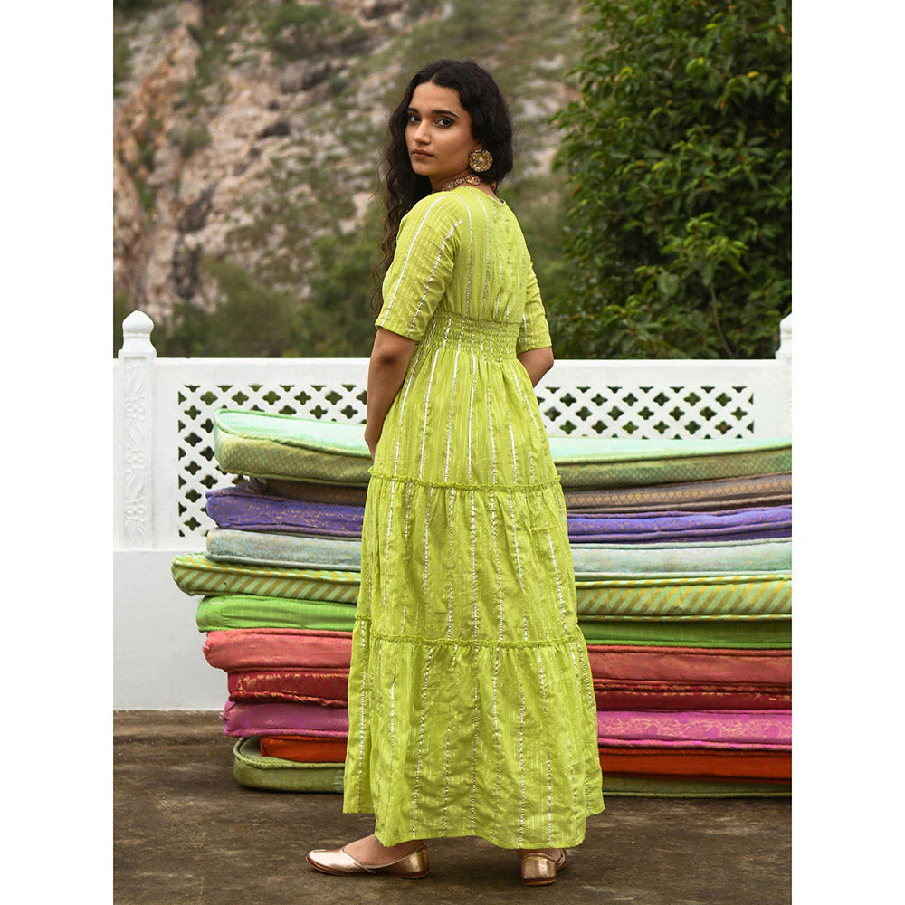 Gulaal Meir Green Tier Maxi Dress - Image 4