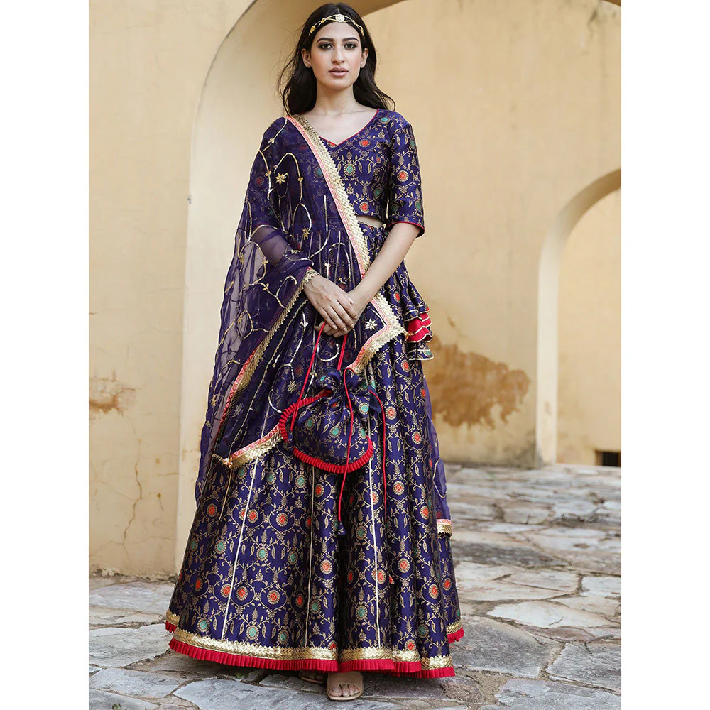 Gulabo Jaipur Aisha Blue Lehenga (Set of 3)