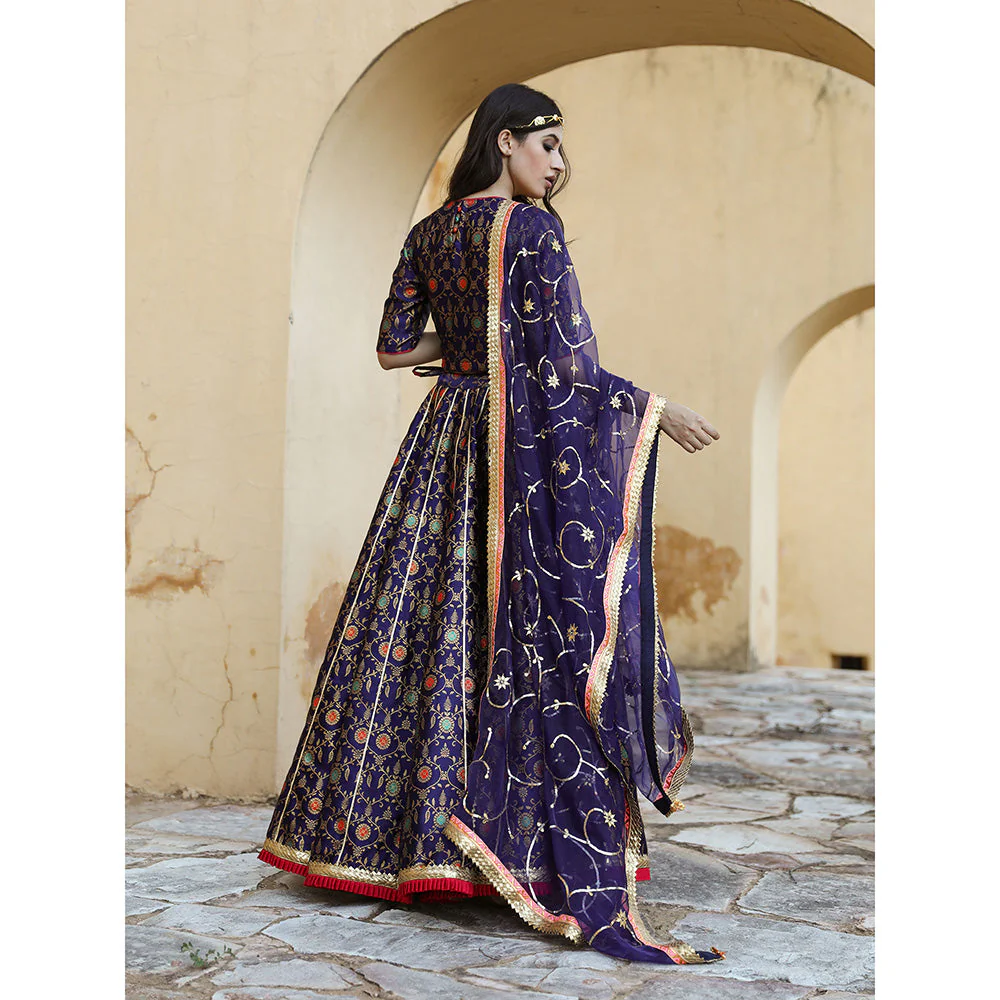 Gulabo Jaipur Aisha Blue Lehenga (Set of 3) - Image 7