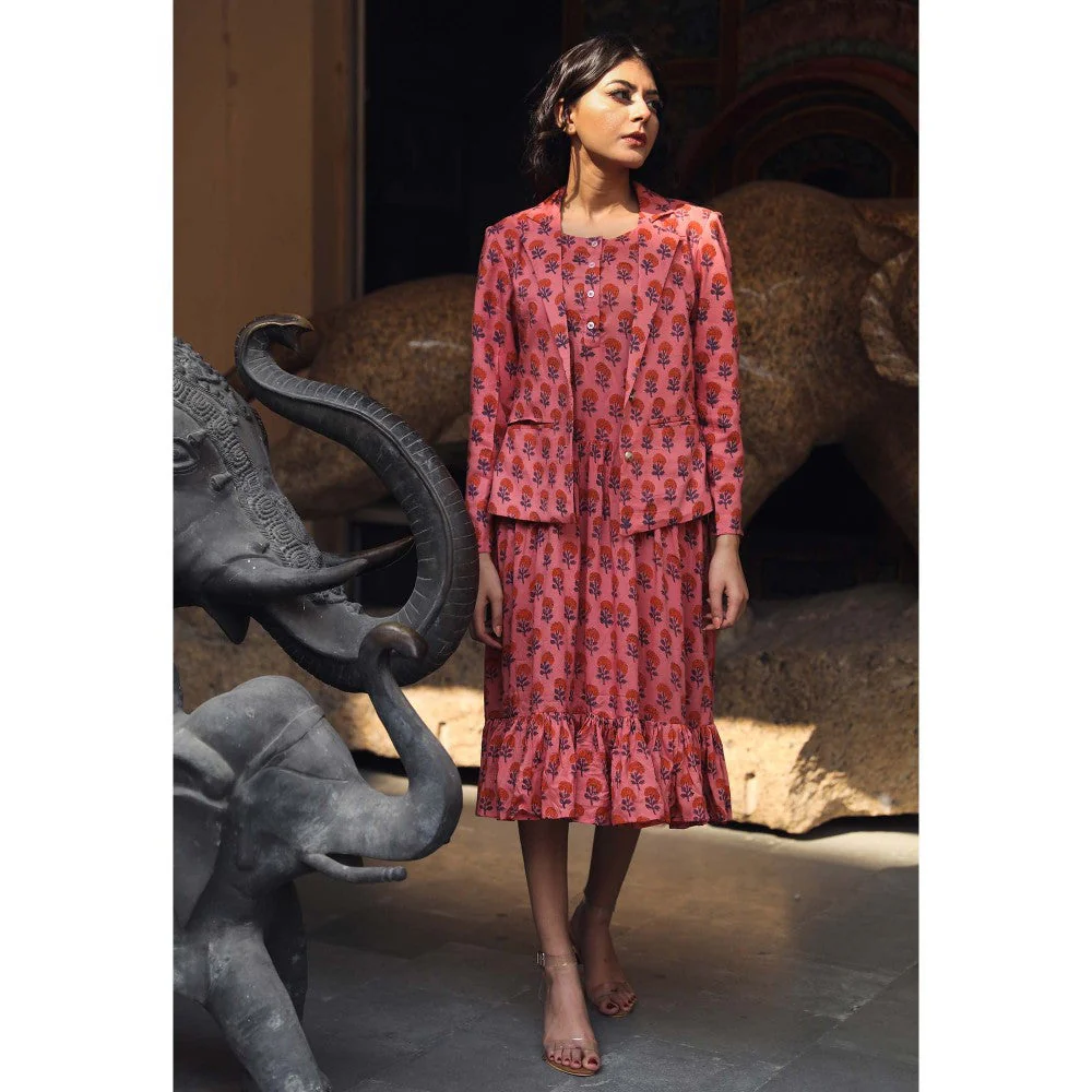 Gulabo Jaipur Aqsa Pink Dress (Set of 2) - Image 5