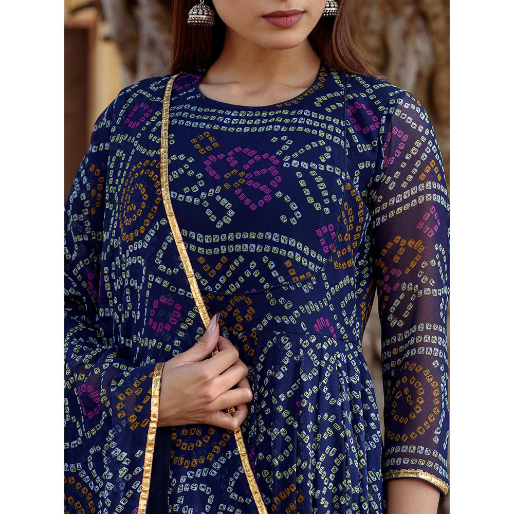 Gulabo Jaipur Blue Naaz Anarkali With Pant And Dupatta (Set Of 3) - Image 2