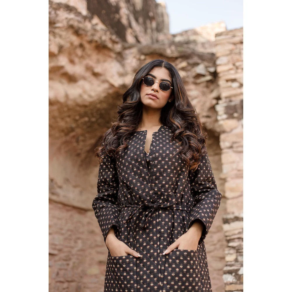 Gulabo Jaipur Kamya Black Dress & Jacket with Belt (Set of 3) - Image 6