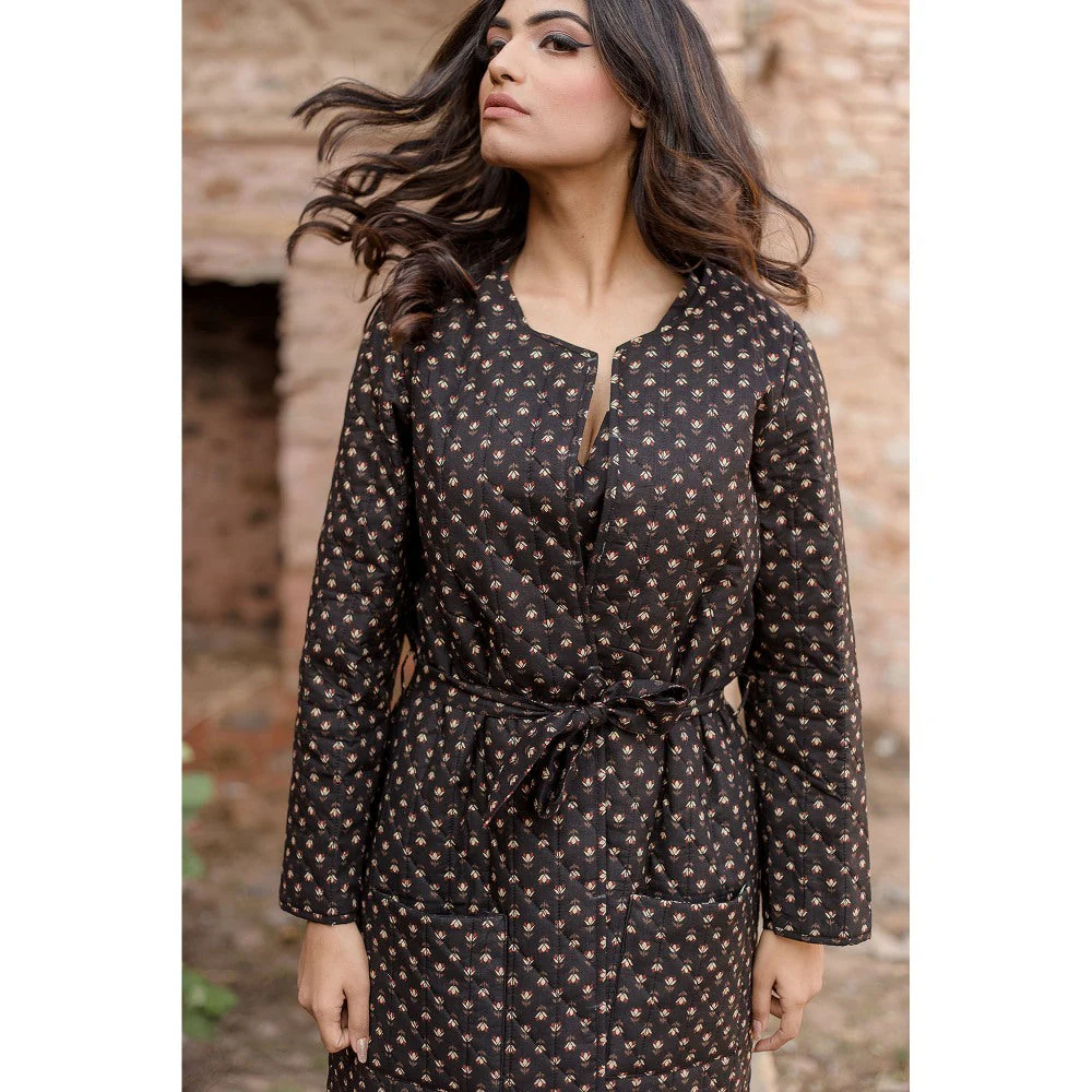 Gulabo Jaipur Kamya Black Dress & Jacket with Belt (Set of 3) - Image 8