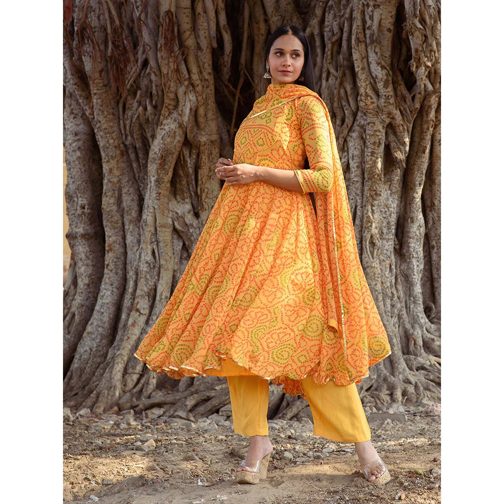 Gulabo Jaipur Naaz Yellow Anarkali (Set of 3) - Image 7